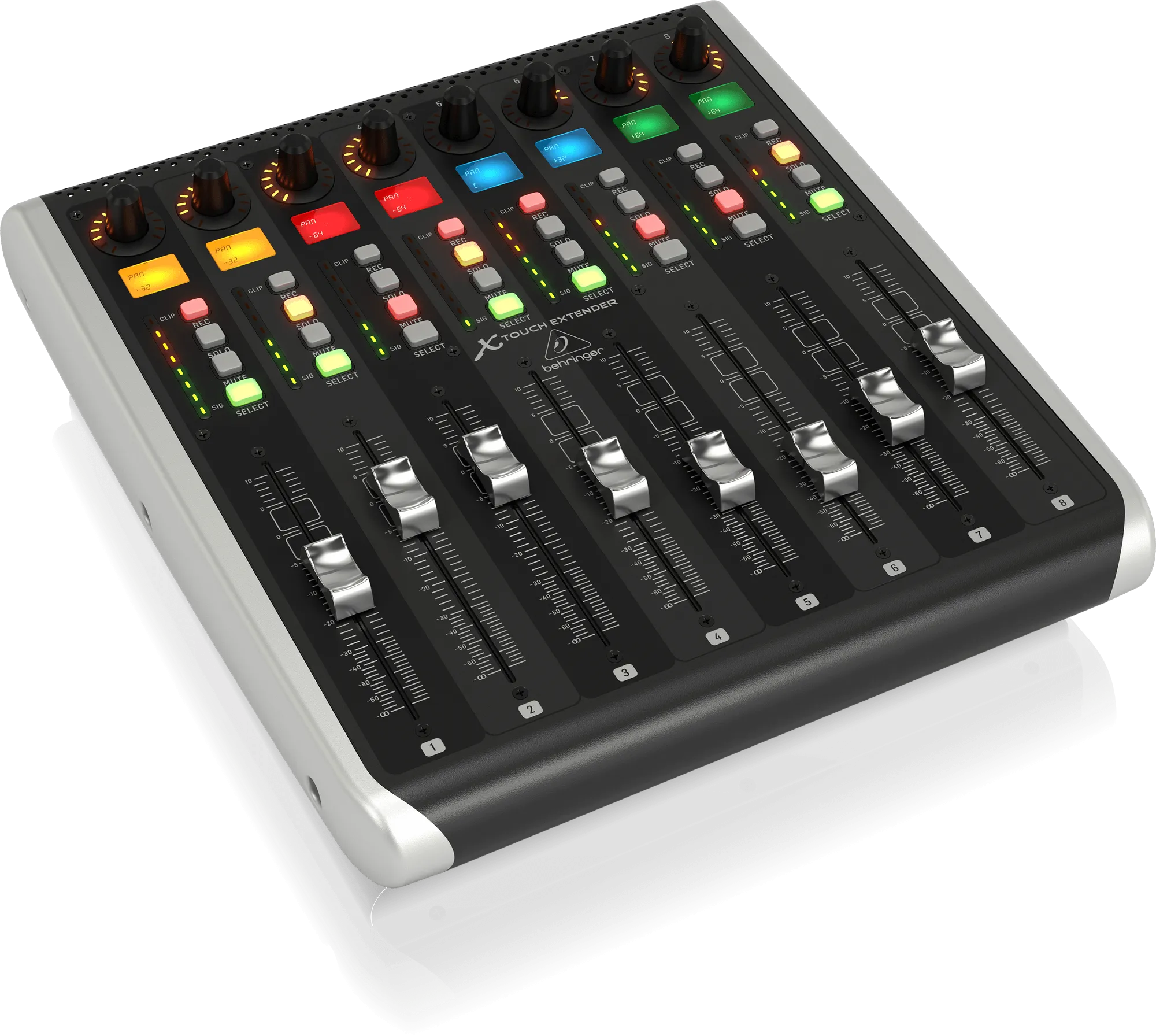 Behringer X-TOUCH EXTENDER with 8 Touch-Sensitive Motor Faders, LCD Scribble Strips, USB Hub and Ethernet/USB Interfaces