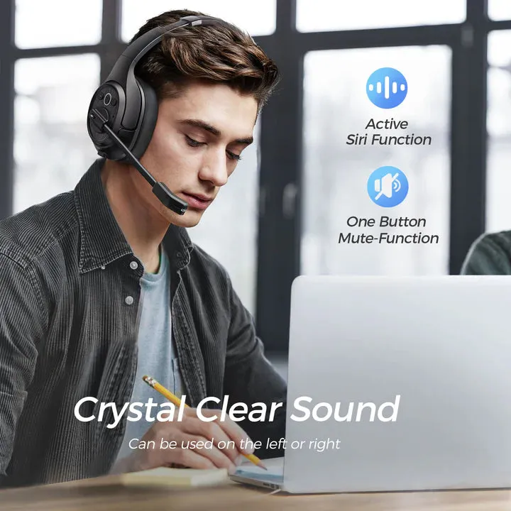 EKSAtelecom® H1 Plus Bluetooth Wireless Trucker Headset With USB Dongle