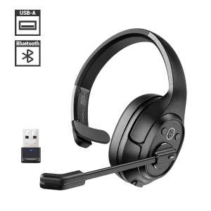 EKSAtelecom® H1 Plus Bluetooth Wireless Trucker Headset With USB Dongle