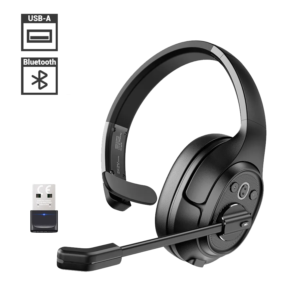 EKSAtelecom® H1 Plus Bluetooth Wireless Trucker Headset With USB Dongle