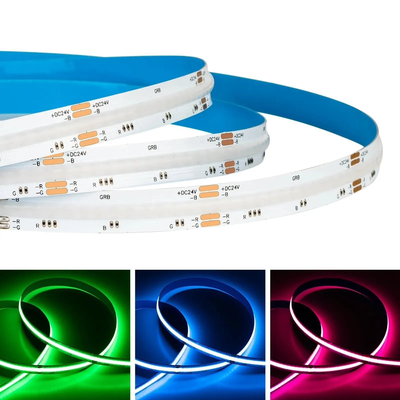 FCOB RGB RGBW LED Light Strip 12V 810 896 24V 840 896 LED Flexible FOB COB 10mm 4pin 12mm 5pin Lights High Density RA90 Dimmable