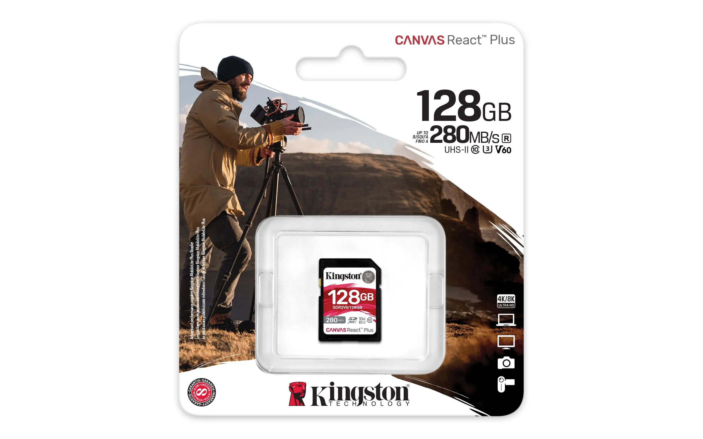 Kingston Flash-Card Canvas React Plus - Sdxc Uhs-Ii - 128 Gb