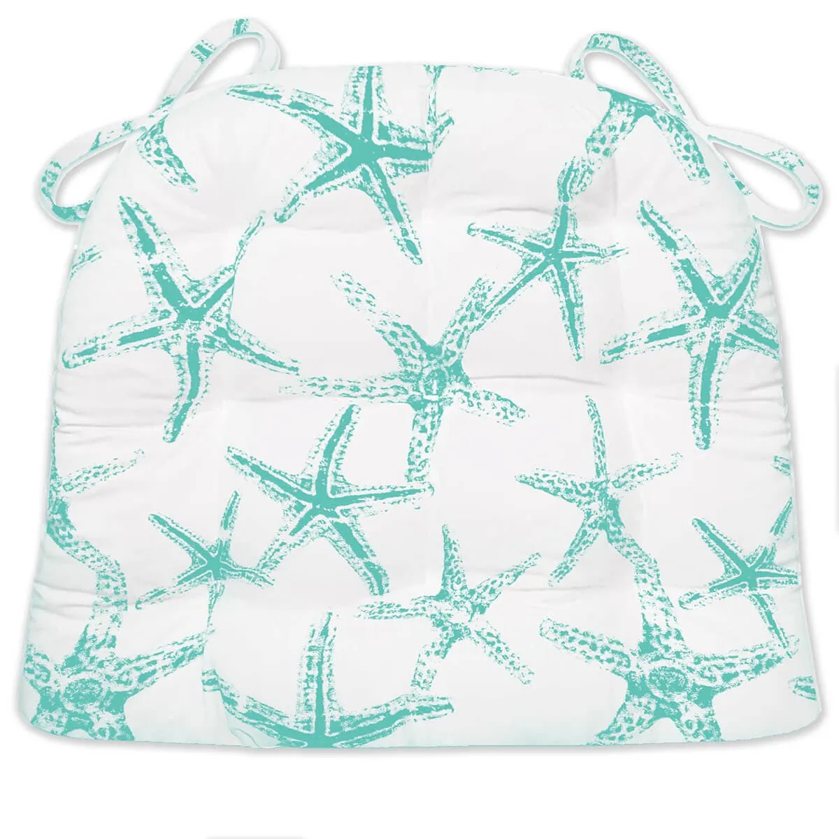 Sea Shore Starfish Aqua Indoor / Outdoor Dining Chair Pads & Patio Cushions