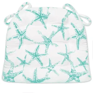 Sea Shore Starfish Aqua Indoor / Outdoor Dining Chair Pads & Patio Cushions