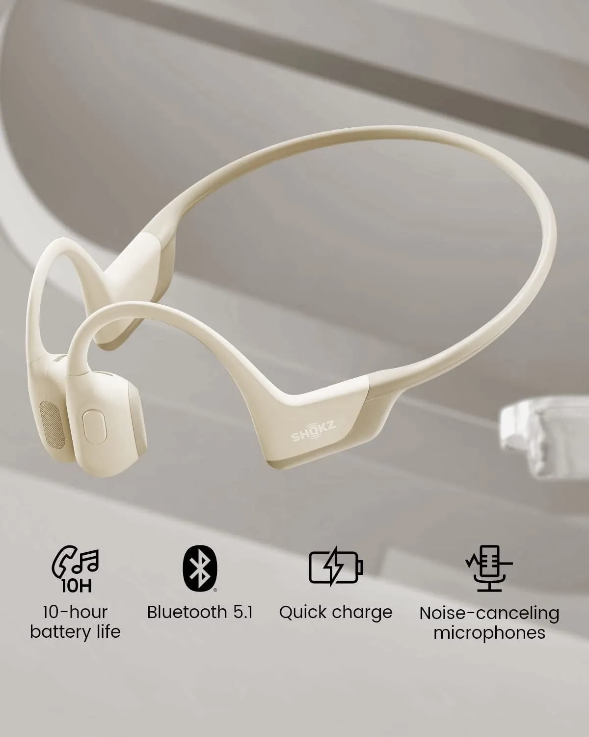 Shokz OpenRun Pro Mini Headphones Bone Conduction Bluetooth Headsets Beige