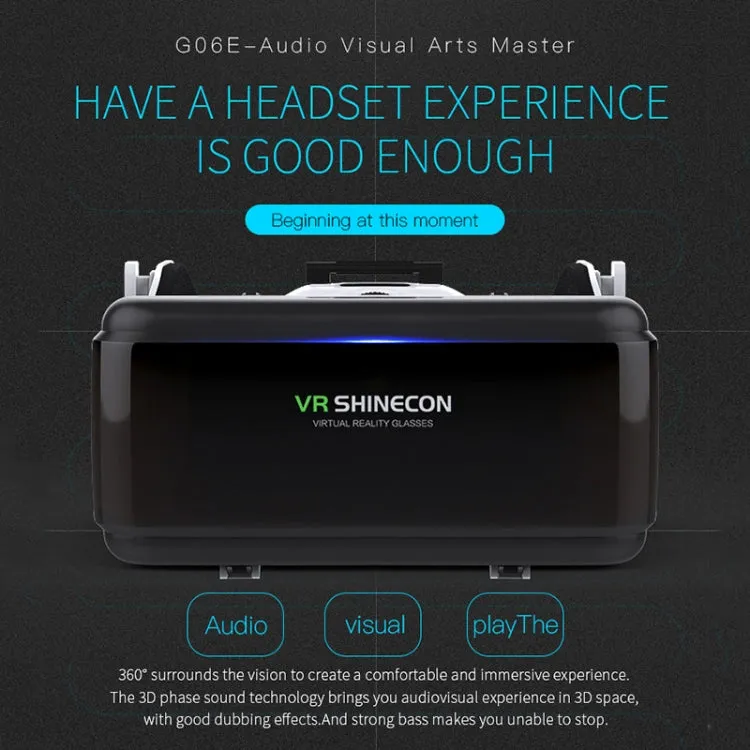 VR SHINECON G06E Virtual Reality 3D Video Glasses Suitable for 4.7 inch - 6.1 inch Smartphone with Headset (White)